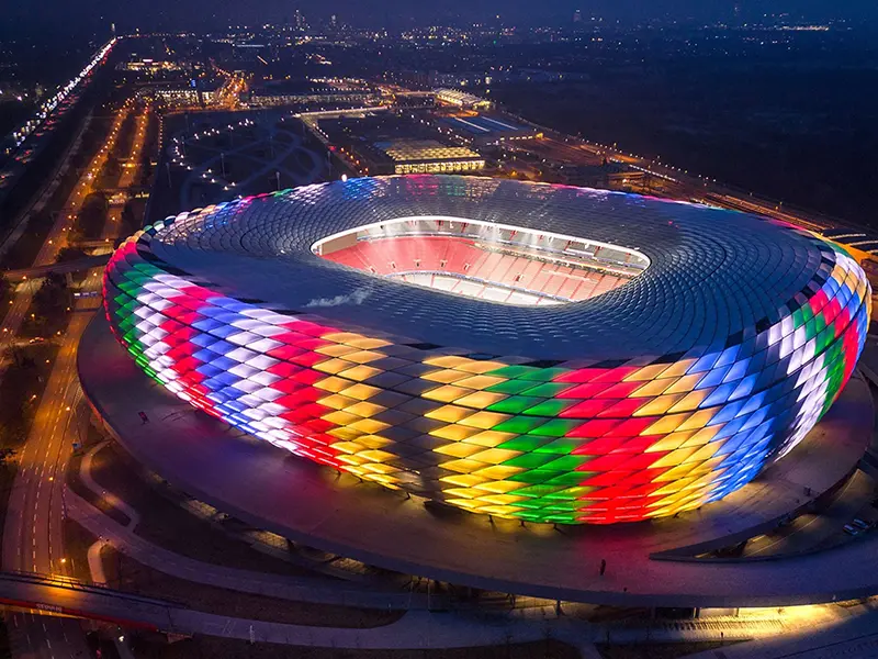 Sân Allianz Arena, nơi diễn ra lễ khai mạc EURO 2024, là một trong những sân bóng đẹp nhất châu Âu